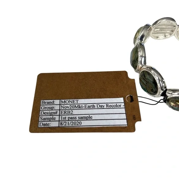 Monet Silver and Blue Stretch Bracelet with Cabochon Stones - Picture 6 of 6